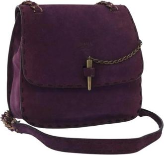 Prada Pre-owned Shoulder Bags, female, Purple, Size: ONE SIZE Pre-owned Suede Shoulder Bag