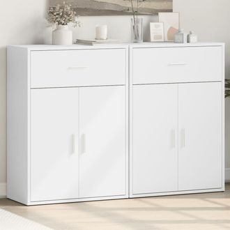 vidaXL Vidaxl - Aparadores 2 Uds Madera De Ingenier&iacute;a Blanco 60x30x84 Cm
