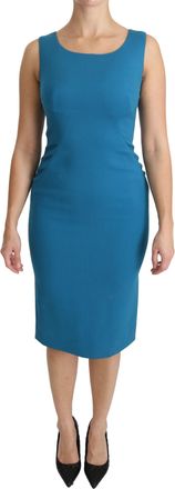 Dolce & Gabbana Dames Blauwe Bodycon Sheath Knielange Wollen Jurk