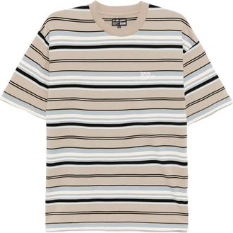 Izzue striped logo T-shirt - men - Cotton - S - Brown