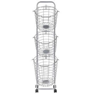 Beliani Carrito Con 3 Cestas De Metal Plateado Almacenaje Alambre Asas Ruedas Ayapal