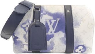 Louis Vuitton Monogram Blue Coated Canvas Boston Bag (Pre-Owned)