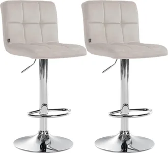 Clp Clp - Set De 2 Taburetes De Bar Peru En Terciopelo Crema Cromado