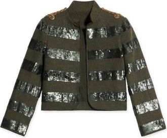 Fortela Classic Wool Pailettes Jacket in Military Green at Nordstrom, Size 40 Eu