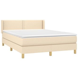 vidaXL Cama Box Spring Con Colch&oacute;n Tela Color Crema 140x190 Cm Vidaxl