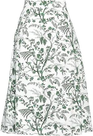 Erdem White & Green Fern Print Skirt Size XL