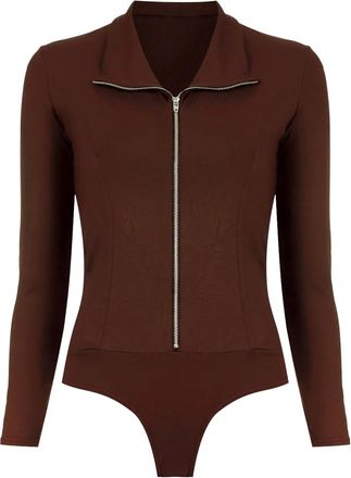 Amir Slama Body a collo alto con zip - Marrone