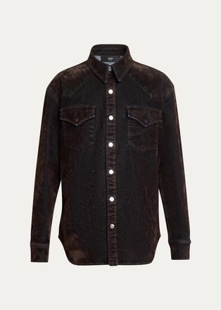 Amiri Mens Flock Denim Western Shirt