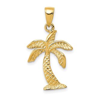 Diamond2Deal 14k Yellow Gold Palm Tree Pendant