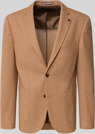 Bugatti Slim Fit 2-Knopf-Sakko mit Strukturmuster in Mittelbraun, Gr&ouml;&szlig;e 26