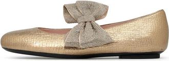 Loriblu Gouden leren ballerinas met strik - Dames - Ballerinas - Geel - 36 EU - Leer - Schoenen