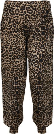 Purple Hanger Womens New Animal Tie Dye Printed Pattern Ladies Long Stretch Elasticated Waistband Harem Baggy Pants Trousers Plus Size Brown Leopard Print Size 20-2