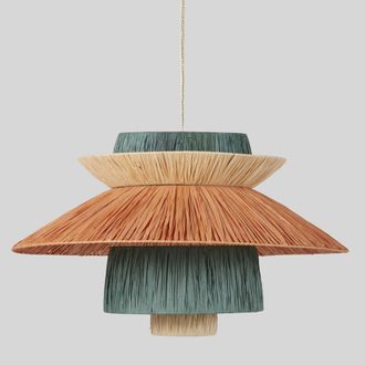 Maisons du monde L&aacute;mpara de techo de rafia tricolor