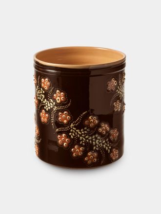 Poterie d'&Eacute;vires Flowers Hand-Painted Ceramic Utensil Pot