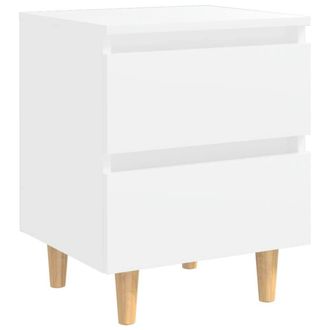 Berkfield Home Sturdy Bed Cabinets with Solid Pinewood Legs 2 pcs White 40x35x50 cm | Size: 40 x 35 x 50 cm
