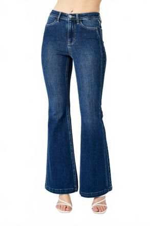Judy Blue High Waist Angled Side Seam Flared Jeans In Blue
