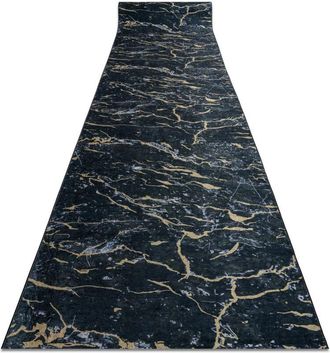 RugsX Alfombra De Pasillo Con Refuerzo De Goma Lotus Galactic 9523 M&aacute;rmol Negro / Oro Lavable 120cm Black 120x310 Cm