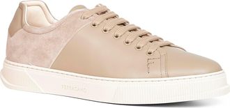 Ferragamo Mens Leather And Suede Low-Top Sneakers Beige Calf (bos Taurus) Trainers