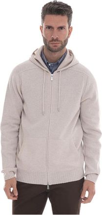 Gran Sasso Full Zip Wool Hoodie - Heren - Vesten met rits - Beige - 2XL - Wol - Hoodies & sweatvesten