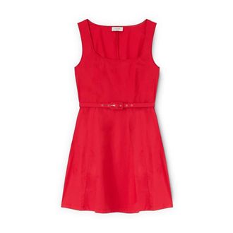 Motivi Vestido corto de algod&oacute;n con cintur&oacute;n - Dresses - Mujer - Rojo - 2XL