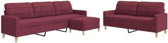 vidaXL Vidaxl - Juego De Sof&aacute;s Con Reposapi&eacute;s 3 Piezas Tela Rojo Tinto