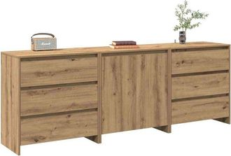 vidaXL Credenza 3 pz Rovere Artigianale in Legno Multistrato - Vidaxl