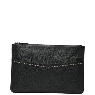 Fendi Black Leather Clutch Bag (Pre-Owned)