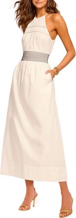 Ramy Brook Melanie Smocked Waist Sleeveless Maxi Dress in White at Nordstrom, Size X-Large