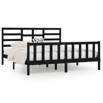 Berkfield Home Bed Frame Black Solid Wood Pine 200x200 cm