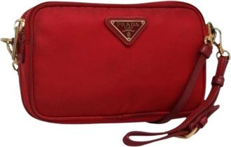 Prada Pre-owned Mini Bags, female, Red, Size: ONE SIZE Pre-owned Vintage Mini Nylon Shoulder Bag