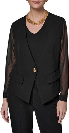 DKNY Sheer Contrast Jacket in Black at Nordstrom, Size X-Small