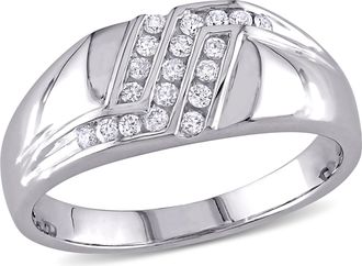 Mimi & Max 1/4ct TDW Diamond Mens Ring 10k White Gold