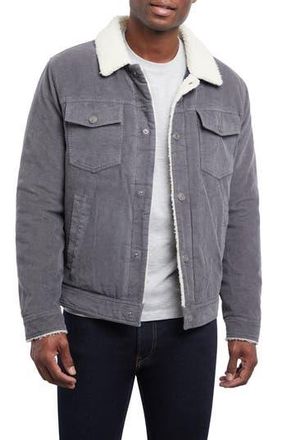 Lucky Brand Kenton Corduroy Faux Shearling Lined Trucker Jacket in Pearl at Nordstrom Rack, Size Medium