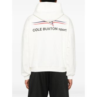 Cole Buxton Zip-Front Cotton Hooded Sweatshirt - White