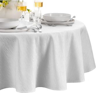 Elrene Continental Solid Texture Water & Stain Resistant Round Tablecloth