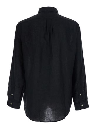 Polo Ralph Lauren Mens Shirt Custom Fit Linen Black