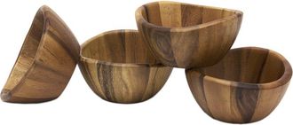 Lipper International Set Of 4 Acacia Wave Bowls