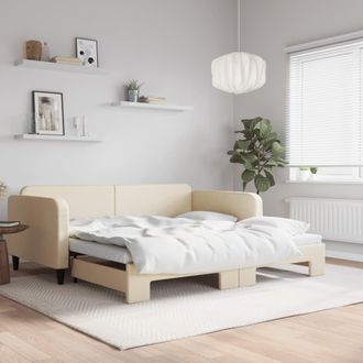 vidaXL Sof&aacute; Cama Nido Tela Crema 100x200 Cm Vidaxl