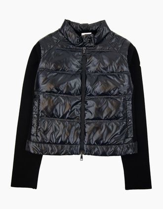 Moncler Womens Moncler Women High Neck Shell Knit Cardigan Black 999 - Size: M