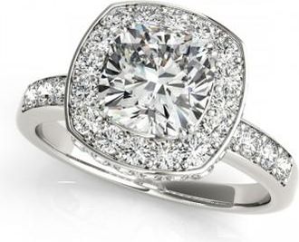 Allurez Cushion Cut Halo Diamond Engagement Ring 14k White Gold (1.34ct)