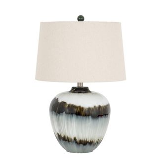 Hill Interiors Midnight Shadows Linen Table Lamp in Black