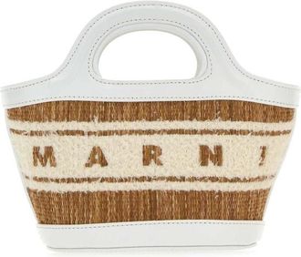 Marni Two-tone Raffia And Leather Micro Tropicalia Summer Handbag