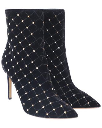 Valentino Womens Velvet Rockstud Quilted Bootie (Authentic Pre-Loved)
