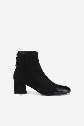 AGL Veta Cap Toe Velour Bootie with Heel in Black at Nordstrom, Size 40.5