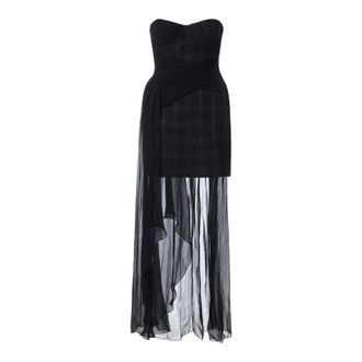 Elisabetta Franchi Kleedjes, Dames, Zwart, L, Tweed, Tweed Jurk met Strik