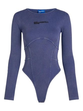 Karl Lagerfeld ribbed long-sleeve bodysuit - Blue