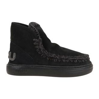 Mou Winter Boots, female, Black, 5 UK, Black Ankle Boots with Crochet Details