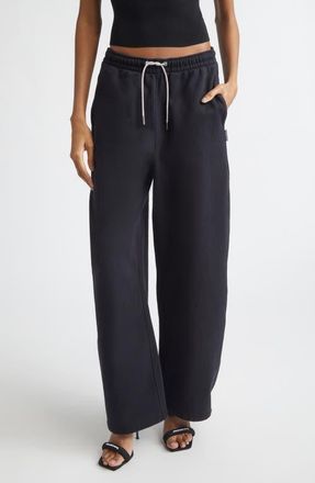 Alexander Wang Wide Leg Sweatpants with Rhinestone Drawstring in Black 2 at Nordstrom, Size X-Small