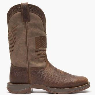 Durango Brown Distressed Flag Embroidery Western Boot in Acorn at Nordstrom, Size 11.5