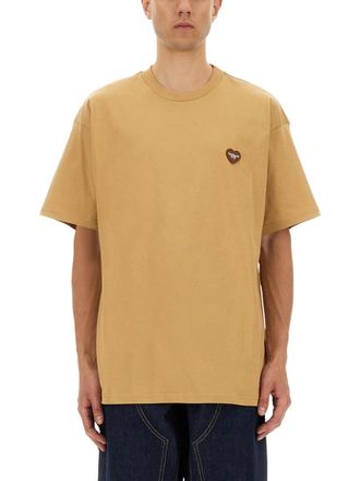 Carhartt Work in Progress Beige Logo Crew Neck T-Shirt